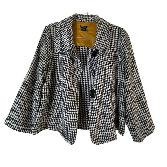 Maurices Medium Houndstooth Wool Blend Blazer Jacket Professional Workwear Retro - Picture 3 of 5